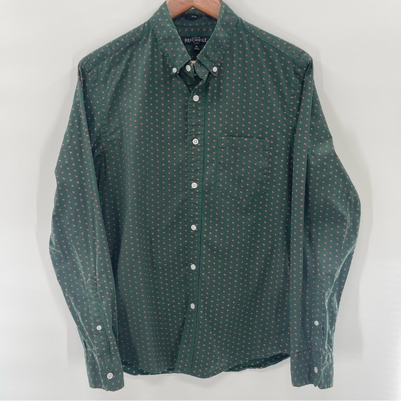 J. Crew Merchantile Flex Slim Forest Green Long Sleeve Button Down Shirt Size M - Picture 1 of 9